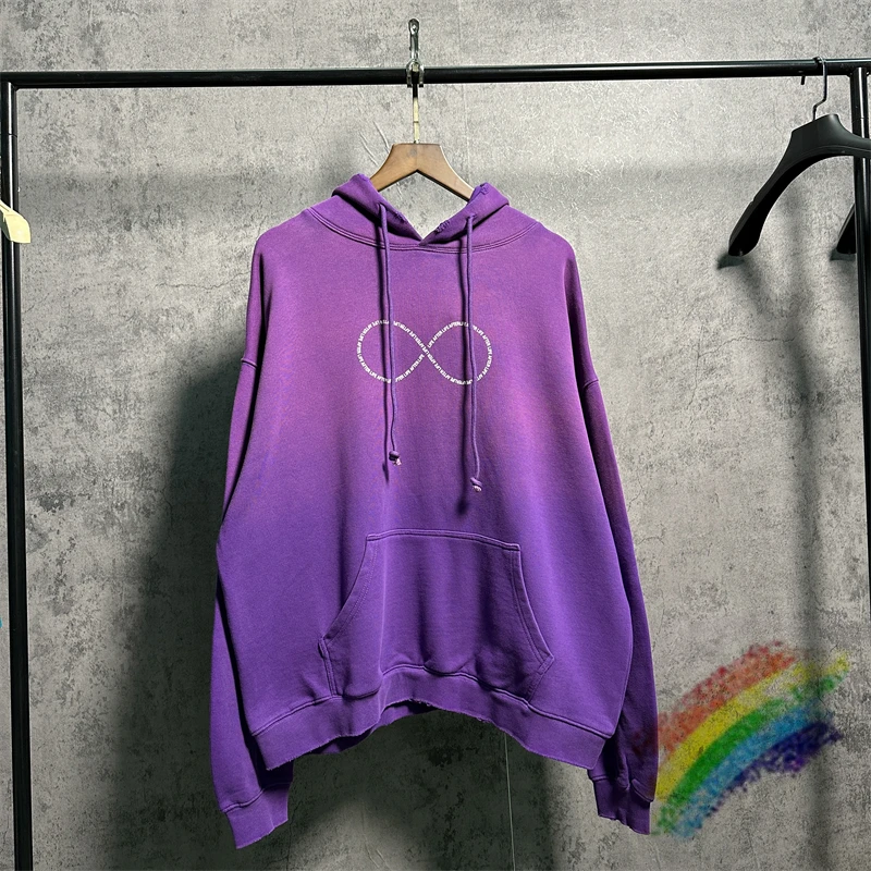 

Tie-dyed Purple Gradient Vetements Hoodie Men Women 1:1 Best Quality Destroy Washed Hooded Oversize VTM Pullover