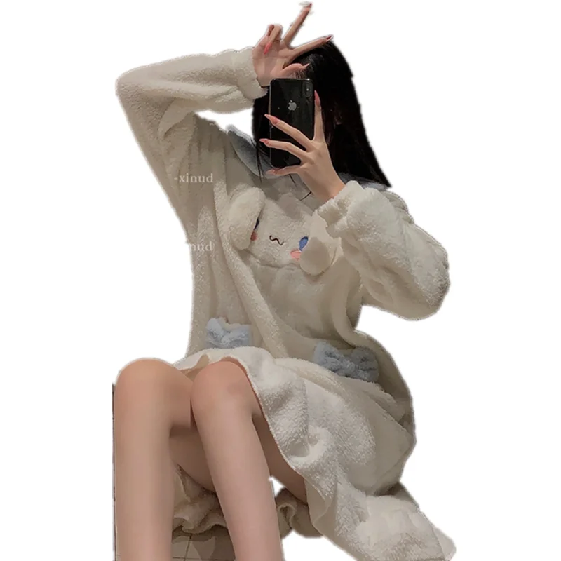 

Autumn Winter Cinnamon Dog Pajamas Sanrio Plush Sweater Cartoon Women's Warm Home Clothing Ladies Plush Toy Gift Home Clothes