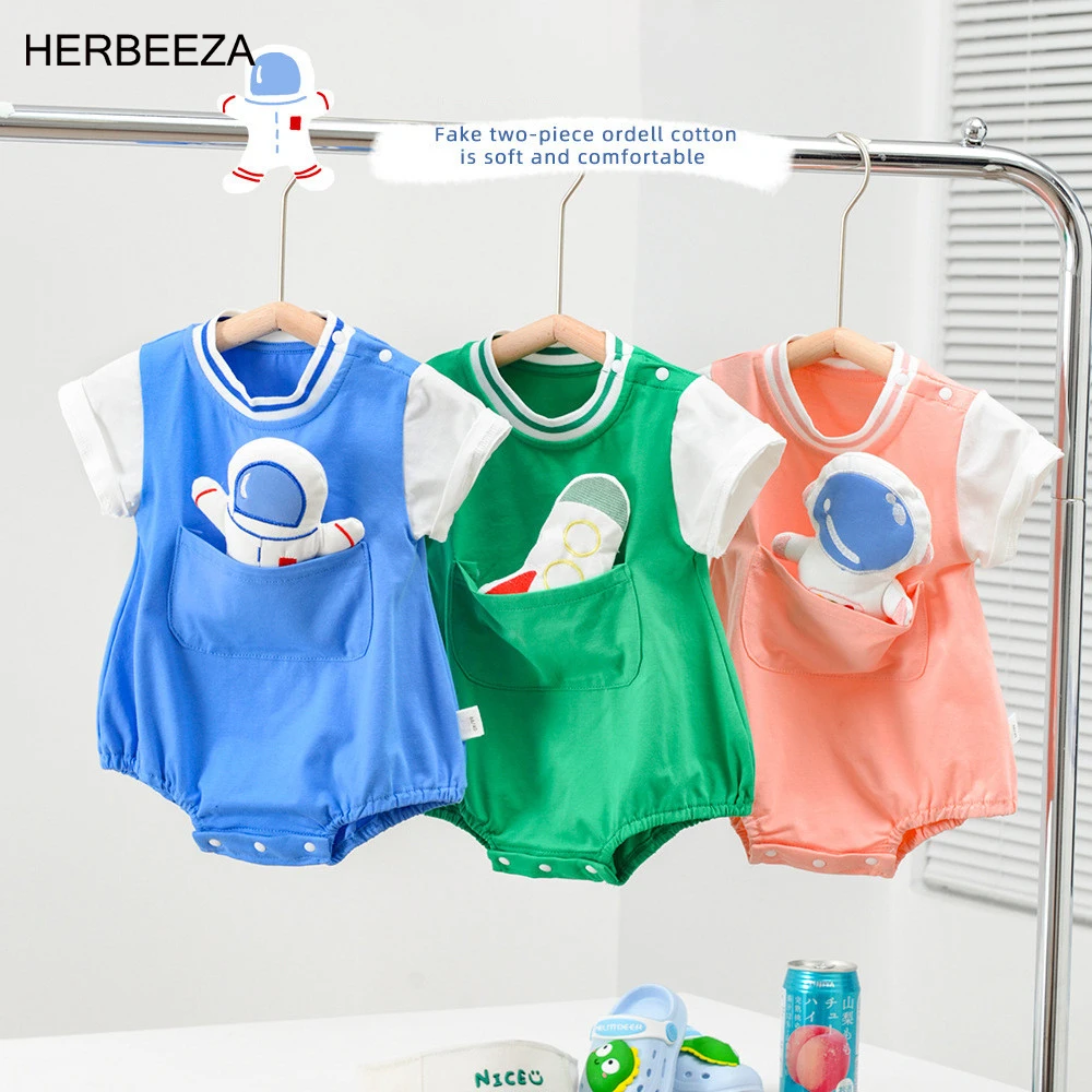 

Детское боди с принтом астронавта, костюм для малышей, мультяшная Пижама для новорожденных, комбинезон, летняя одежда для маленьких мальчик...
