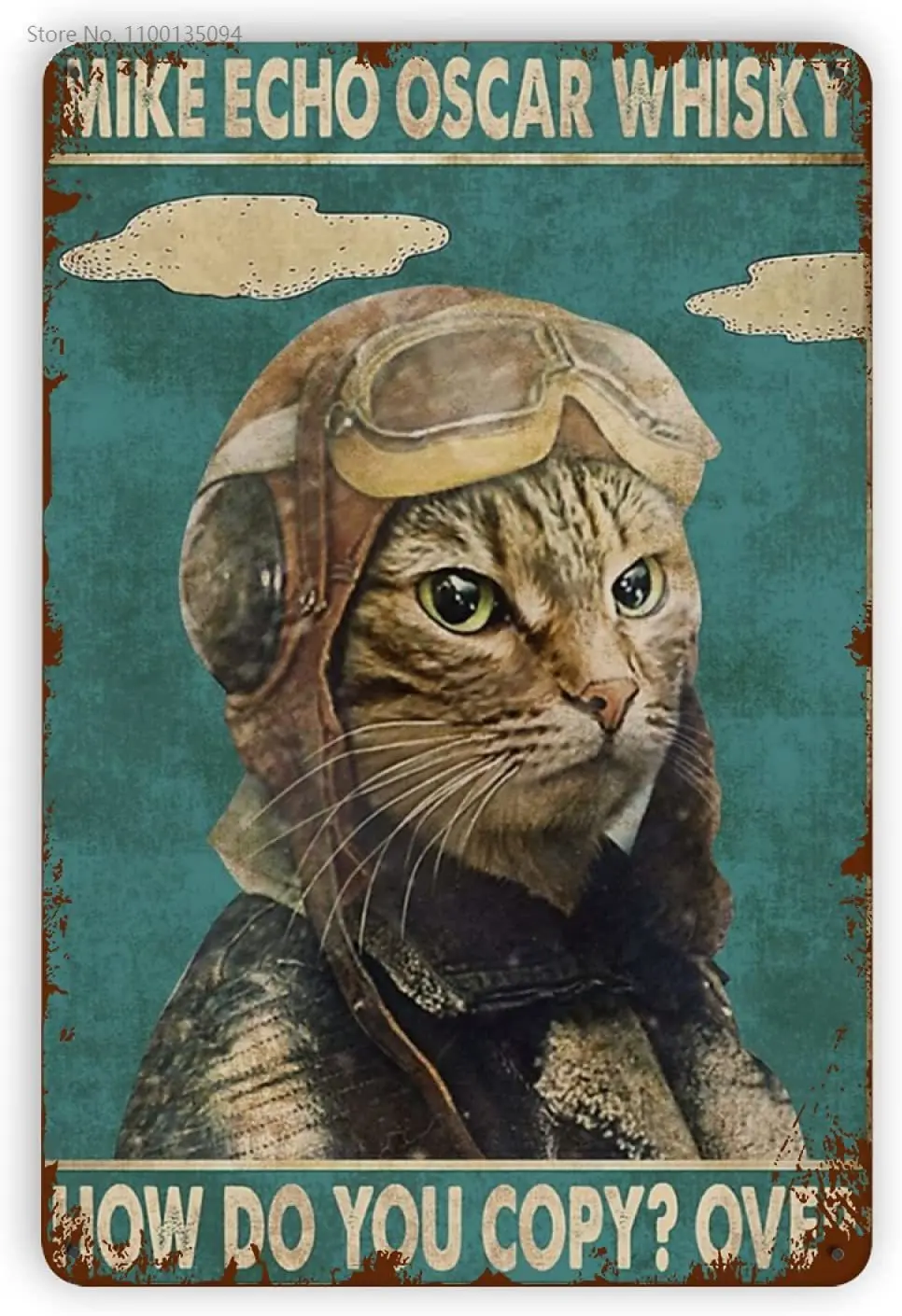 

Cat Mike Echo Oscar How Do You Copy Over Vintage Tin Signs Wall Decor, Funny Pilot Cat Metal Sign Home Decor Wall Art Plaque