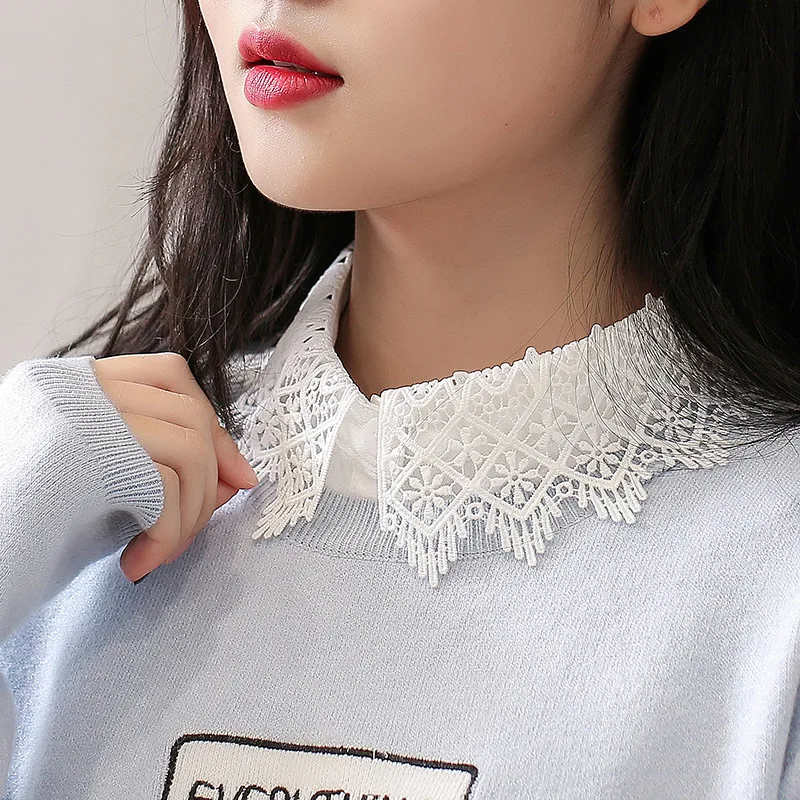 

Sitonjwly 2022 Female Shirt Fake Collars Vintage Detachable Collar False Collar Lapel Blouse Top Tie Clothese Accessories