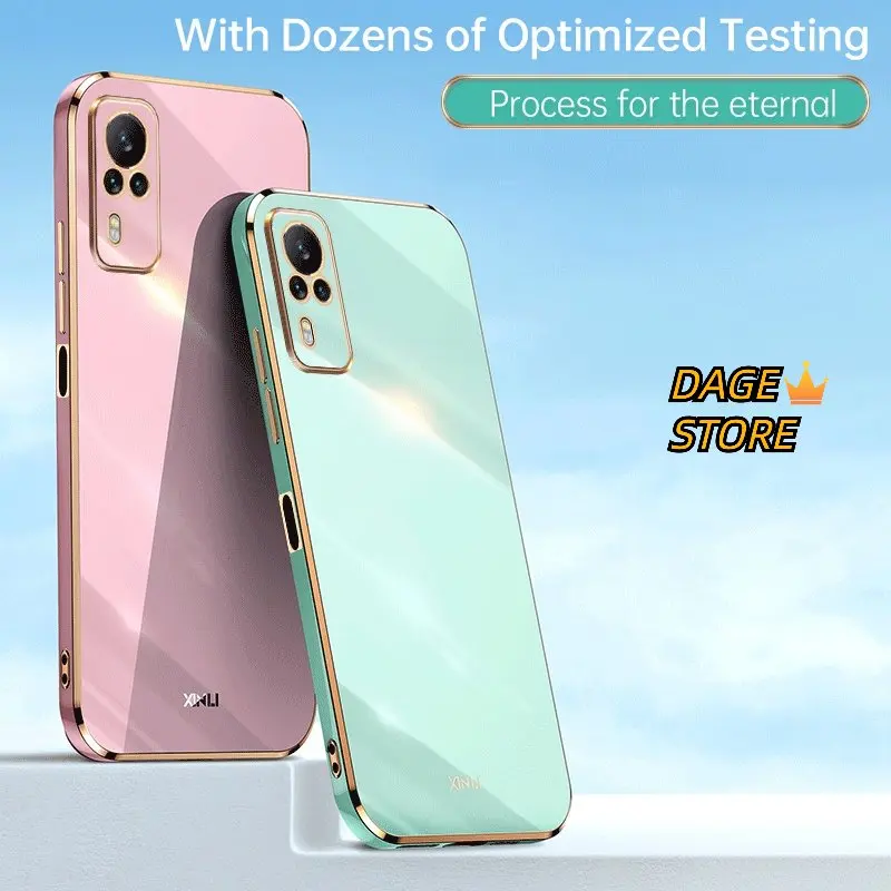 Чехол для Vivo Y51 2020 Y31 Y51a Y53s 4G, однотонный, с прямыми краями, с гальваническим покрытием