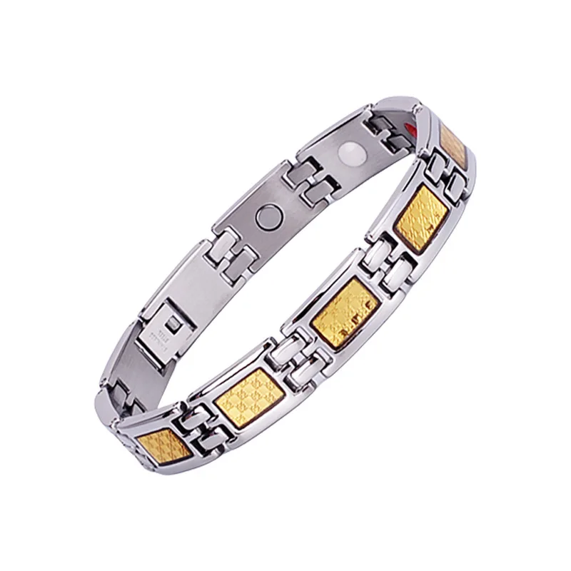 Titanium Steel Gold Foil Charcoal Fiber Bracelet Negative Ion Anti-radiation Germanium Antioxidant Anti-fatigue Bracelet