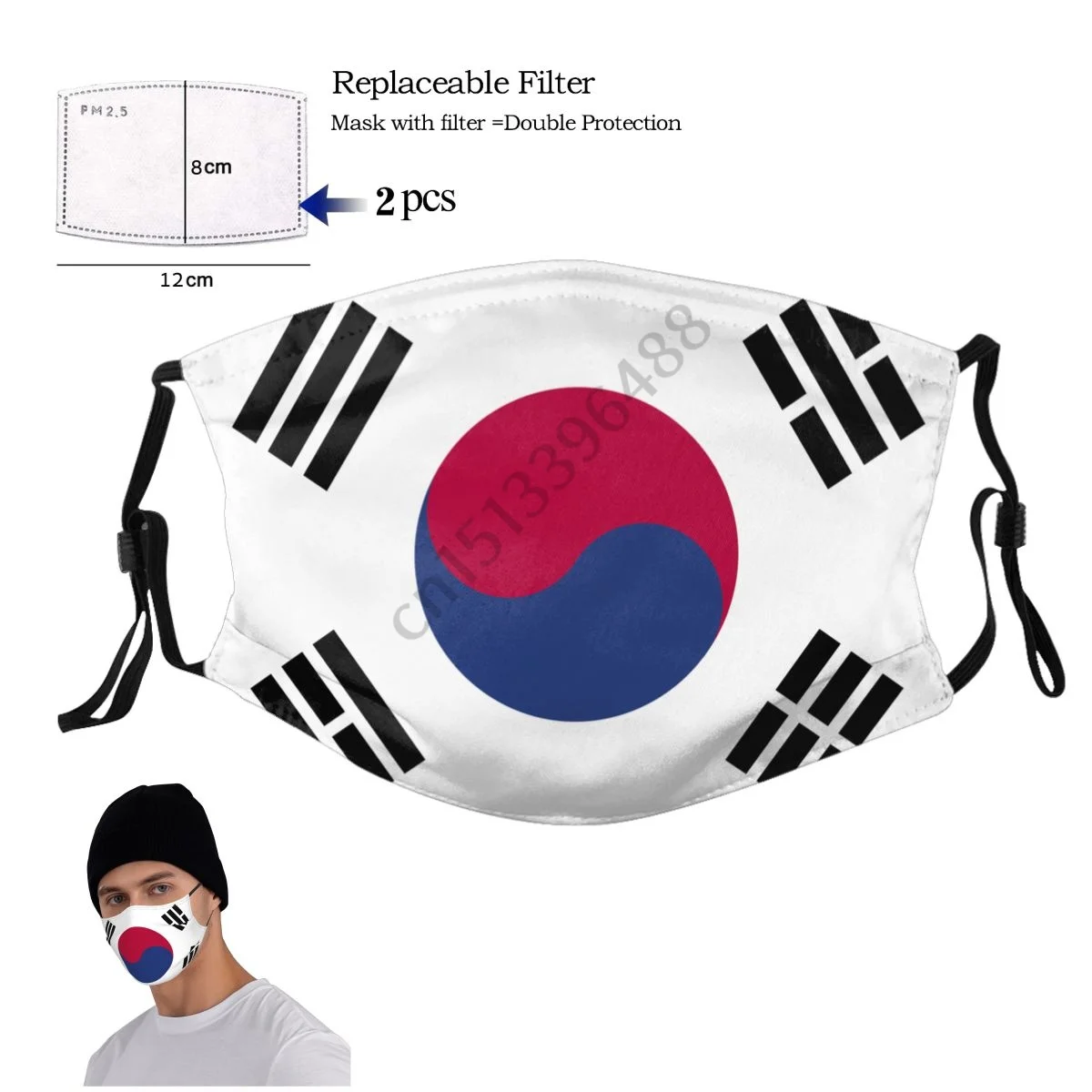 

South Africa Country Flag Face Mask With 2PCS Filter Adult Men Women Anti Dust Protection Cover Respirator Reusable Mouth Muffle