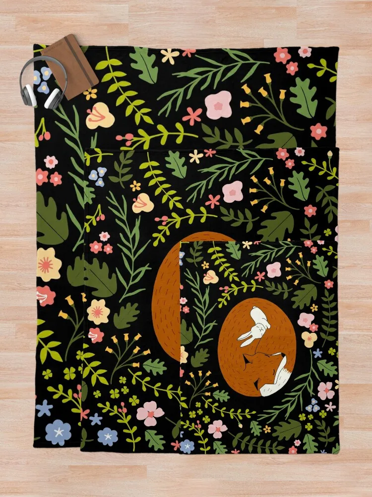 Черное одеяло Friendship Fox-Rabbit_Bg мягкое плед на заказ одеяла для дивана в стиле аниме