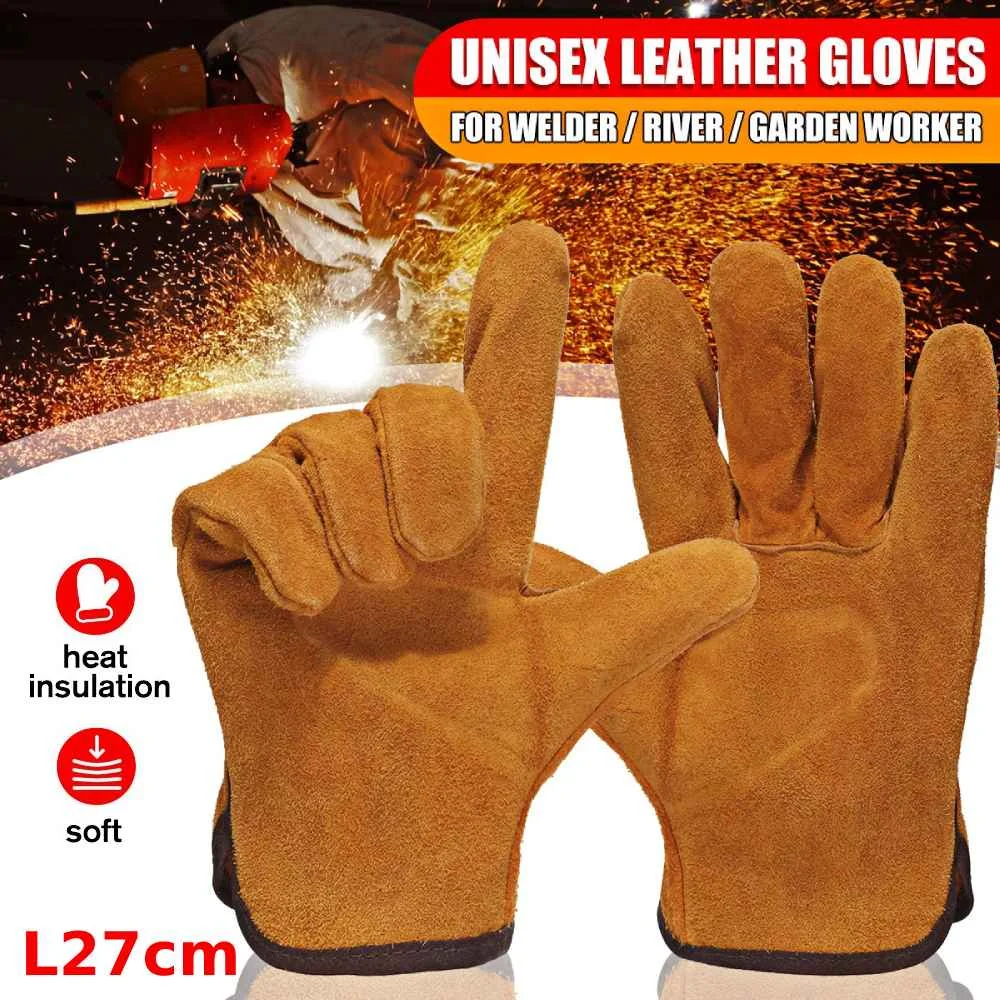 

Огнестойкие прочные перчатки сварщика из коровьей кожи, защитные перчатки для защиты от нагрева при работе, для сварки металла, ручные инст...