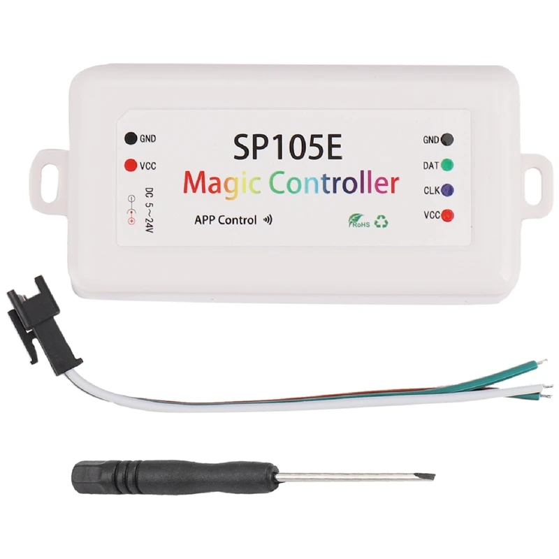

SP105E Wireless Bluetooth Controller APP WS2811 WS2812B WS2801 SK6812 APA102 Individually Addressable Programmable LED Strip Pix
