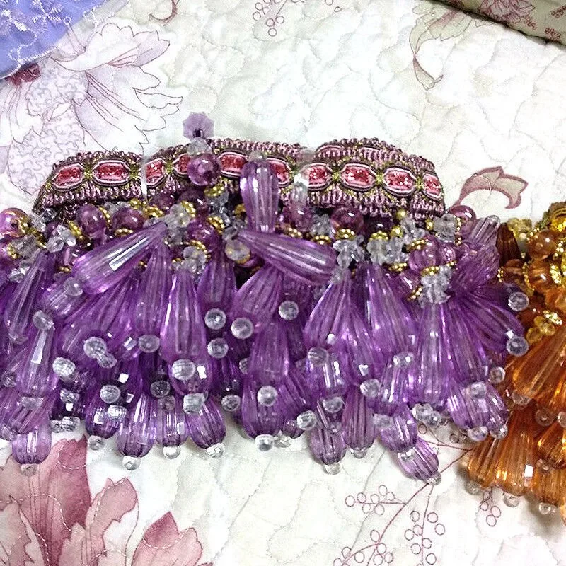 1M Curtain Crystal Bead Pendant Tassel Fringe Lace Trim Edge DIY Sewing Upholstery Fabric Tablecloth Lace Ribbon Accessory New