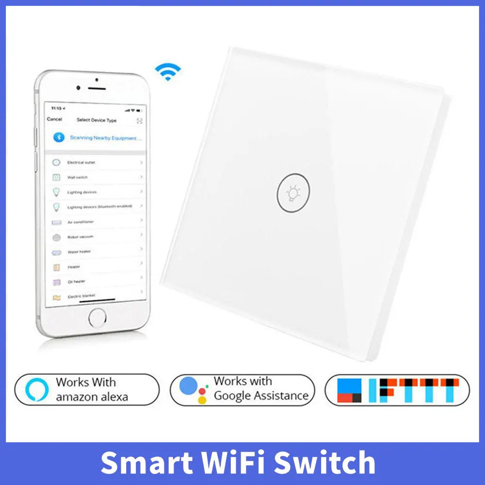 

Timethinker Smart WiFi Switch 1 2 3 Gang UK US EU Wall Touch Light Switch APP Control for Google Home Alexa IFTTT Smart Life APP