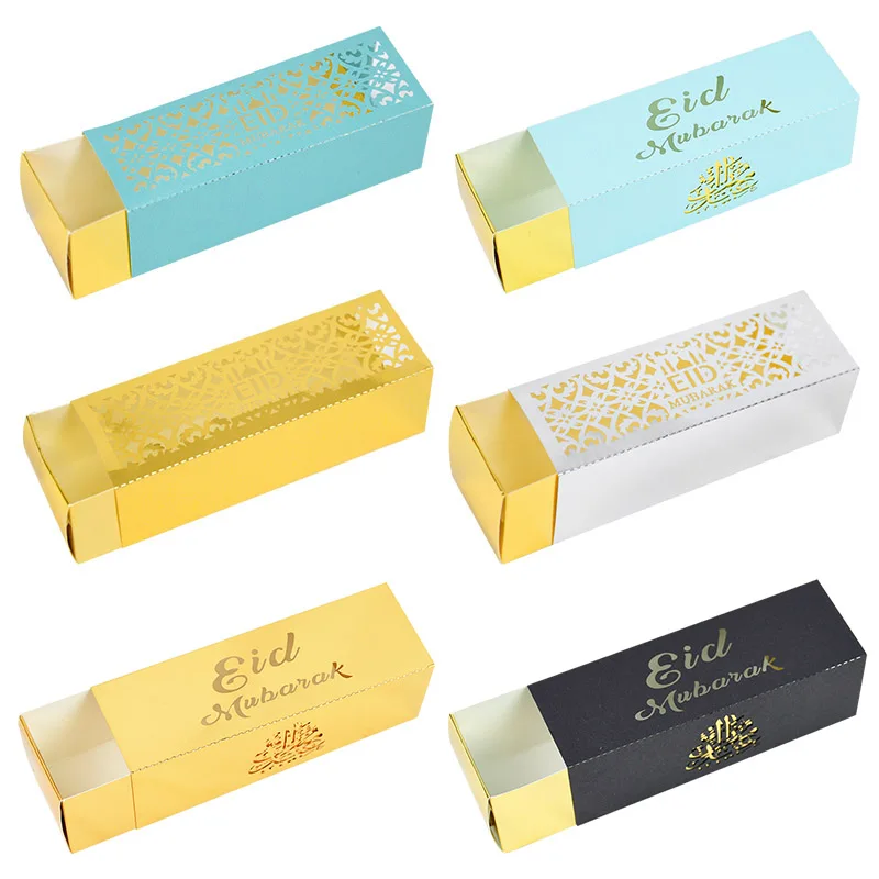 

10Pcs/Lot Eid Mubarak Ramadan Hollow Candy Boxes Chocolate Gift Packaging Box For Ramadan Kareem Muslim Islamic Party Decoration