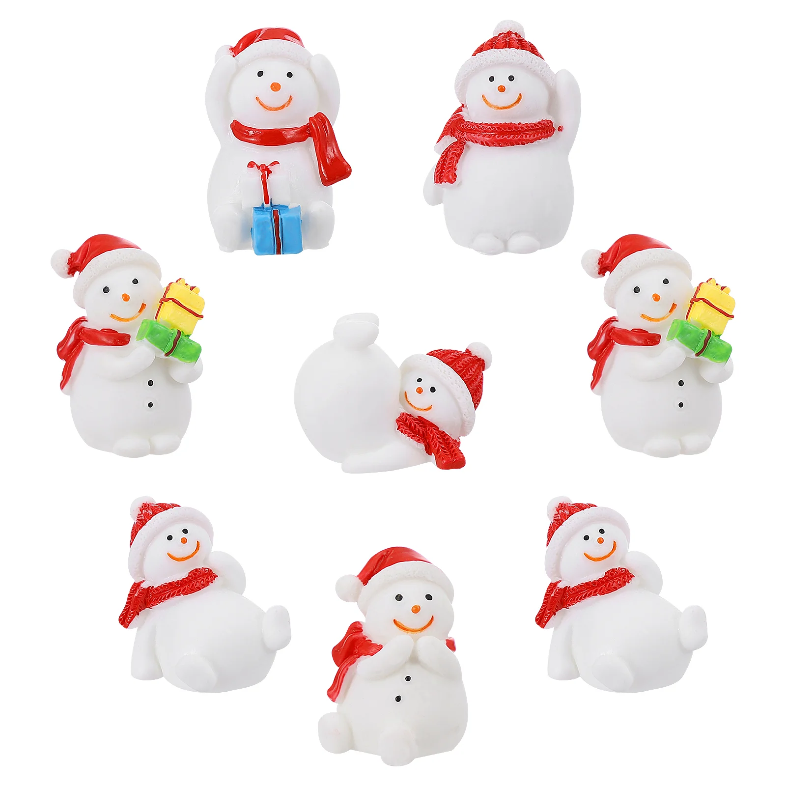 

8 Resin Christmas Miniature Ornaments Christmas Santa Snowman Resin Snowman Delicate Fashion Desktop Ornaments Party Supplies