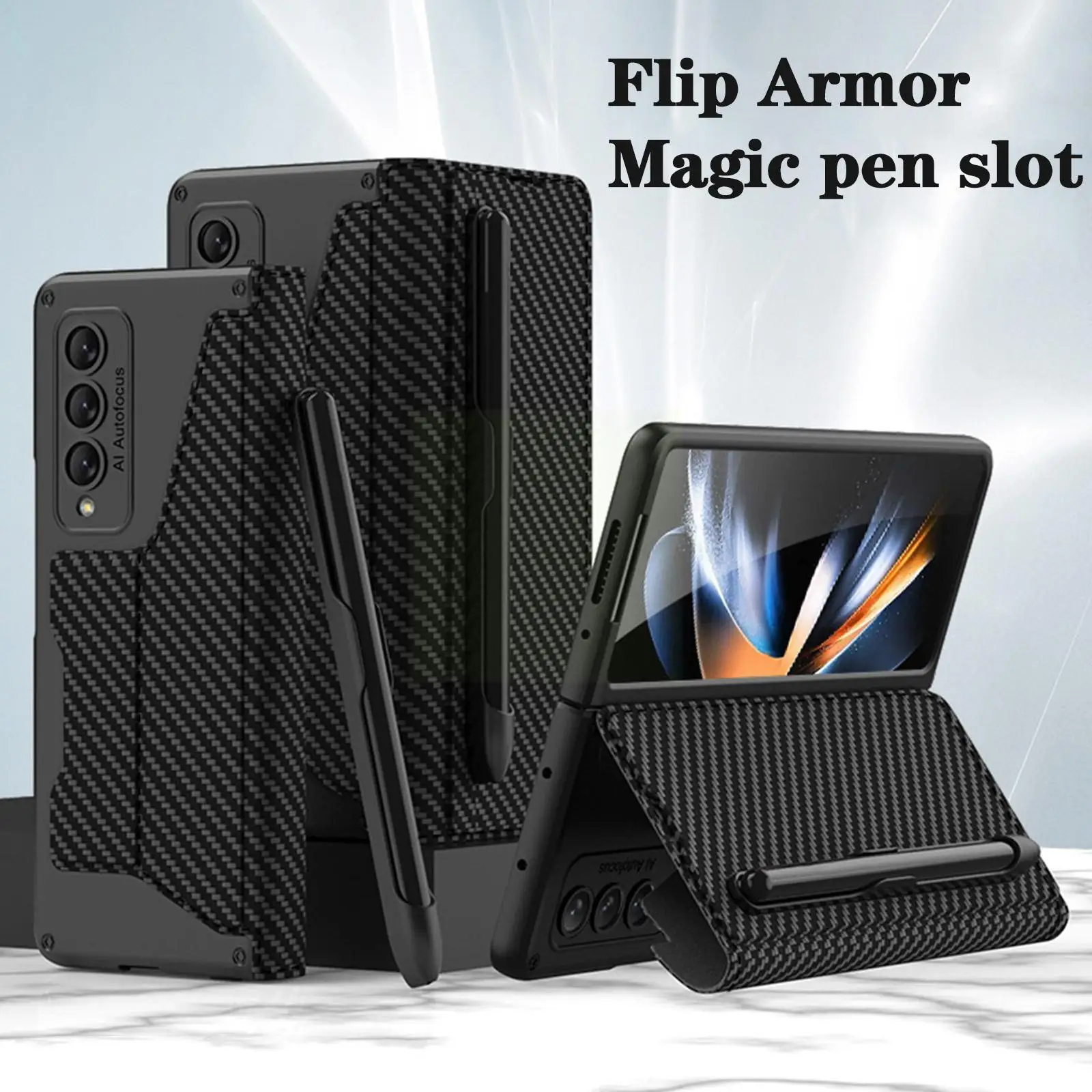 

Flip Leather Folding S Pen Holder For Z Fold 4 Cover Card Slot Hard Pc Flip Stand Wallet ( No S Pe Q0t7