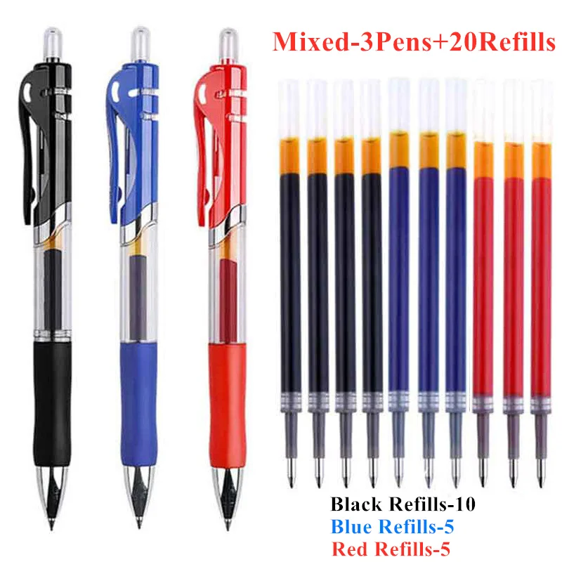 Гелевые ручки 3 шт + 20 сменных стержней