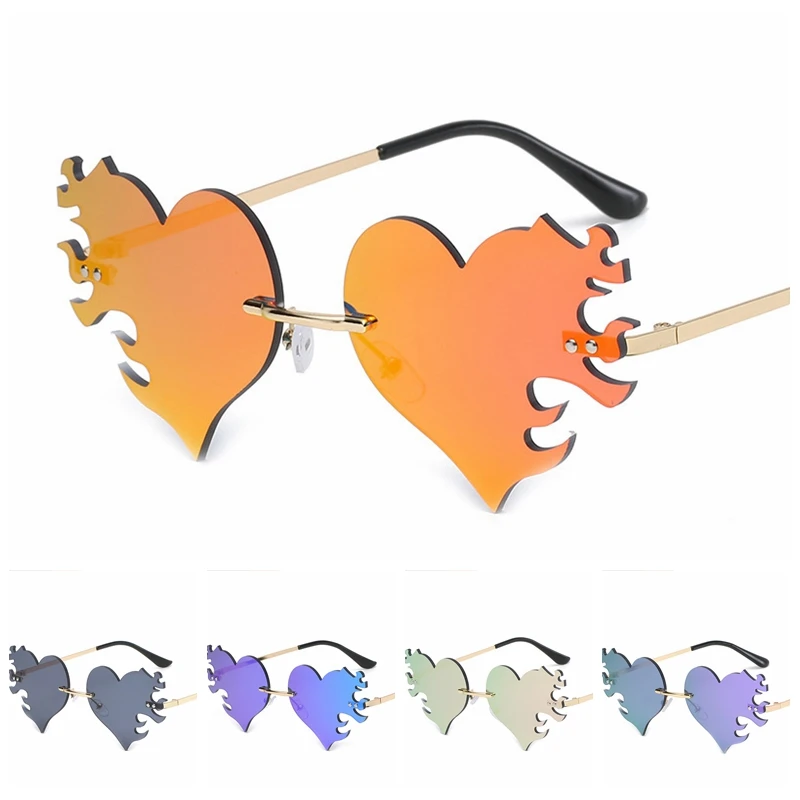 

Модные Цветные солнцезащитные очки TECHWILL в форме сердца для женщин и мужчин, забавные вечерние чные солнцезащитные очки, женские металличес...
