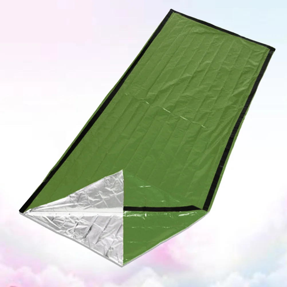 

Outdoor Emergency Sleeping Bag PE Thermal Survival Camping Travel Bags Winter Autumn Picnic Pad Warm-keeping Blanket(Green)