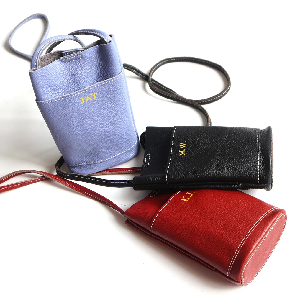 Женская сумка для телефона из воловьей кожи с персонализированными буквами