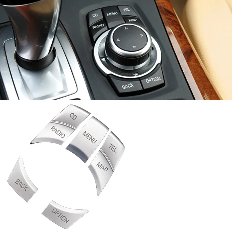 

Center Console Trim Cover Car Silver Decorative Multimedia Handbrake Buttons Stickers For BMW X5 X6 E70 E71 08-13 Accessories