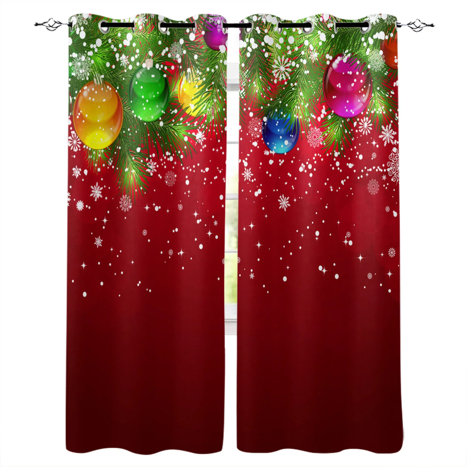 

Christmas Tree Christmas Decoration Ball Snowflake Curtains For Living Room Bedroom Window Curtain Drapes Door Curtains Decor
