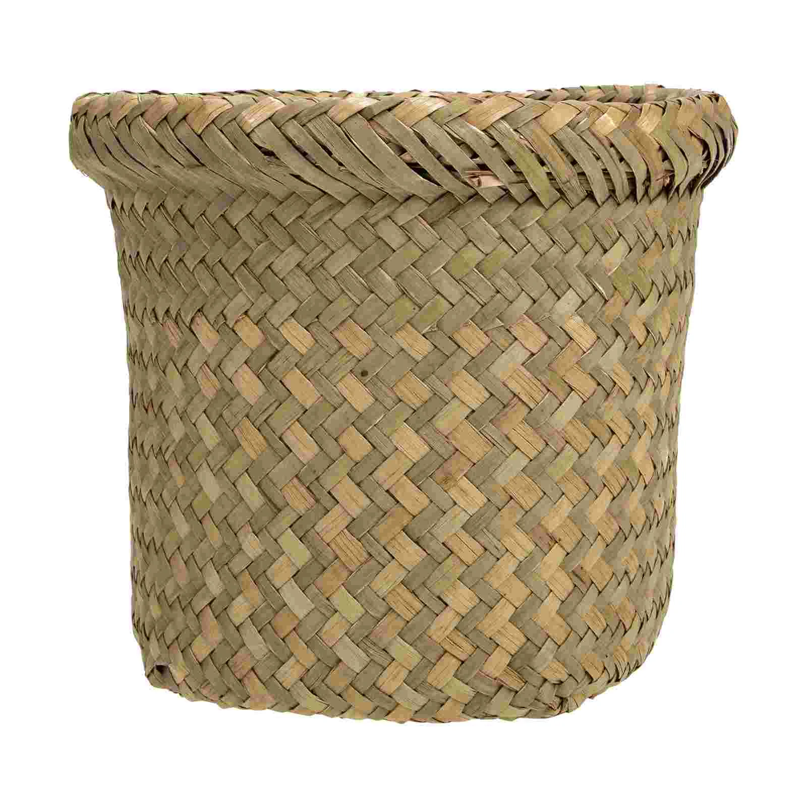 

Woven Storage Basket Household Supplies Small Container Retro Design Food Kitchen Bucket Rattan Fruits Seaweed