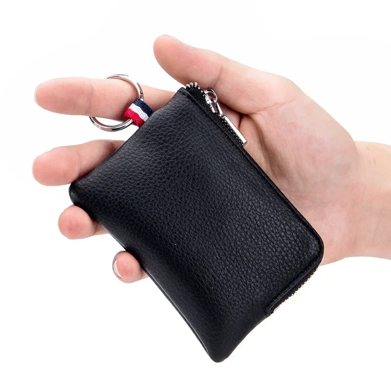 Genuine Leather Coin Purse Mini Ultra-thin Small Zipper Cute Wallet Soft Cowhide Leather Driver's License Key Bag Card Holder