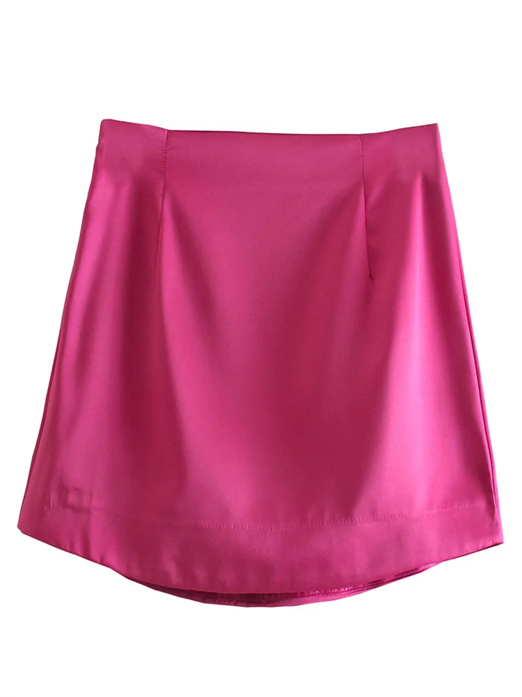 

New Spring and Summer Pure Color Simple Slim Silk Satin Miniskirt Skirts Womens See Through Y2k Skirt Skirts Womens 2022