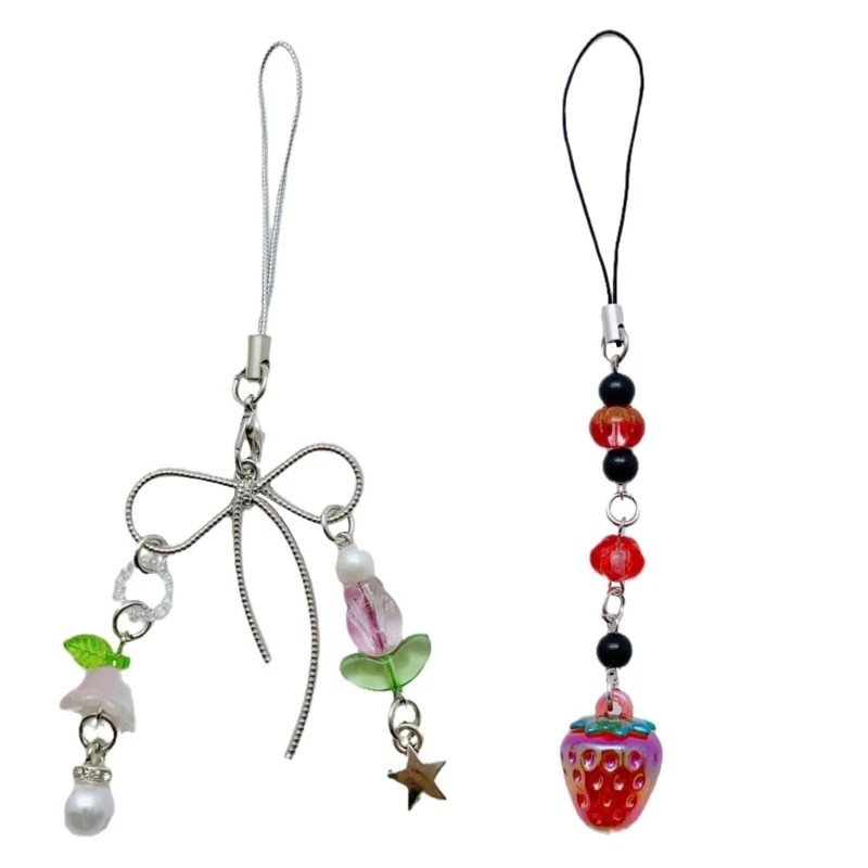 Модный портативный брелок для телефона с бусинами в форме звезды и бантиком