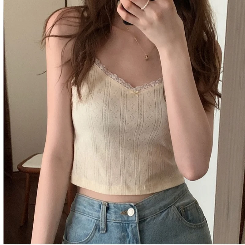 Женский топ с кружевной отделкой милый летний цветочным рисунком и бантом |