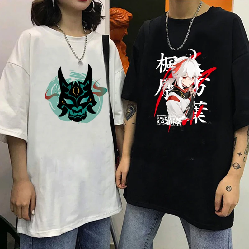 

Genshin Impact T Shirt Men Kawaii Hu Tao Graphic Tees Xiao Kaedehara Kazuha T-shirt Unisex Hip Hop Tops Harajuku Tshirt Male
