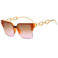 2022 square fashion sunglasses for women chain men vintage glass hiking black outdoor frame eyewear uv400 high quality de sol