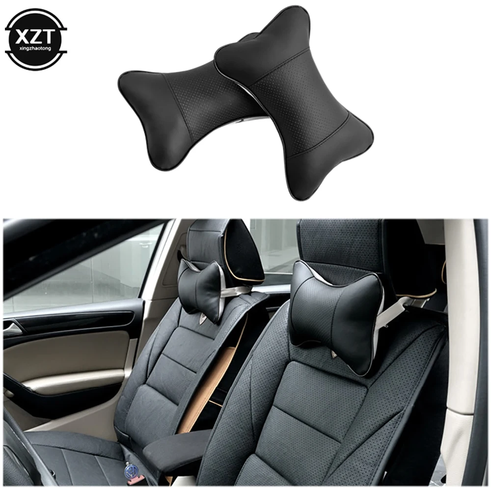 

Car Neck Pillows Pu Leather Headrest Support Seat Accessories Universal Backrest Safety Pillow Automotive Interior Accessories