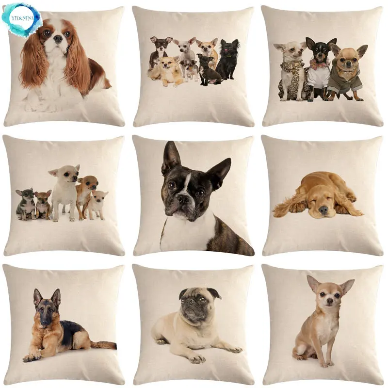 

Pug Pet Dog Pattern Cotton Linen Throw Pillow Cushion Cover Car Home Sofa Bed Decorative Pillowcase Funda Cojin 40657