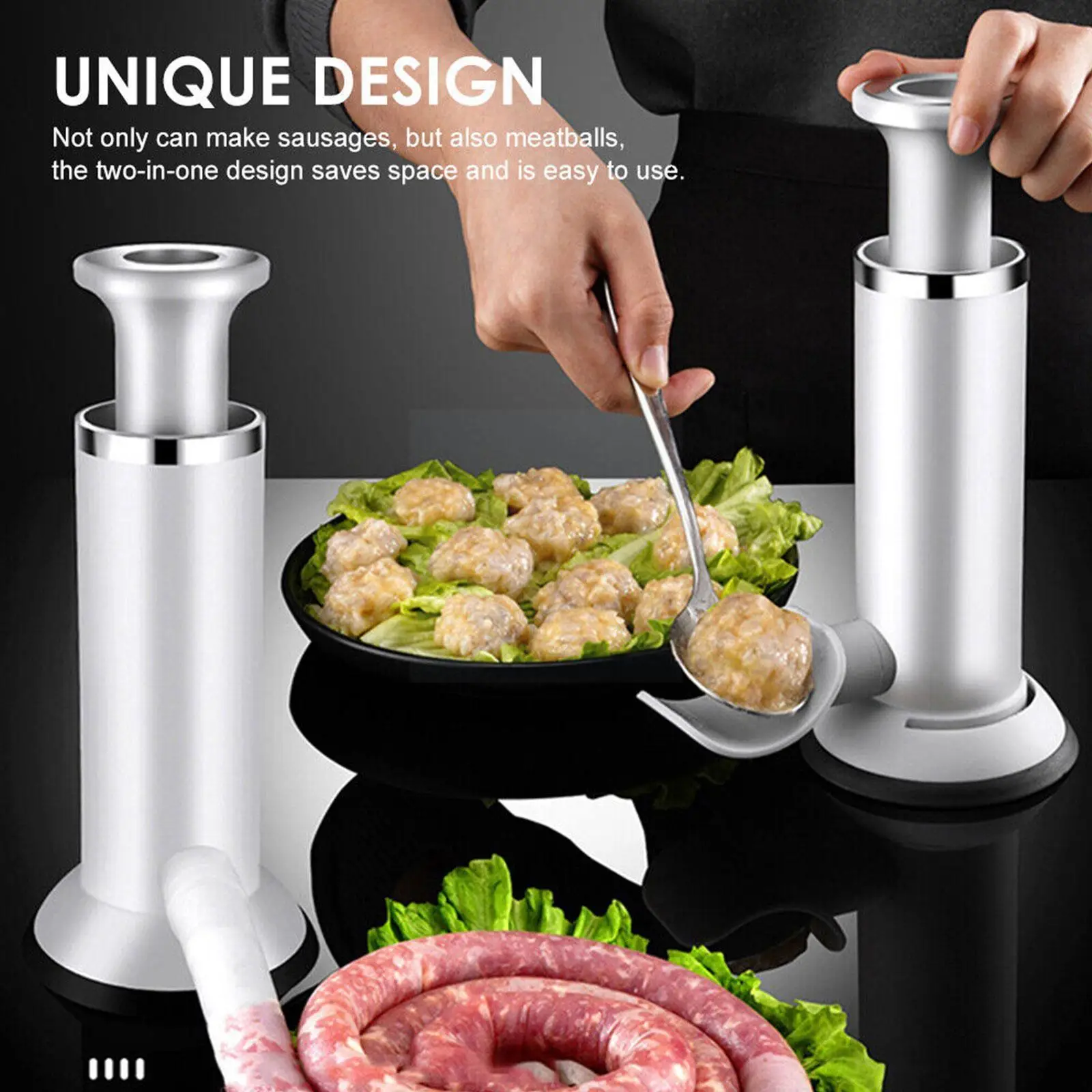 

Sausage Maker Manual Meatball Maker Sausage Stuffer Dual Filler Meatball Use Accessoires Homemade Sausage Tool Meatball Sau X3I4