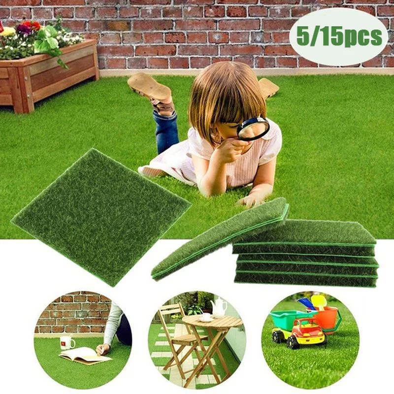 

10pcs Artificial Grassland Simulation Moss Lawn Fake Green Grass Mat Carpet Turf DIY Micro Landscape Home Floor Garden Decor