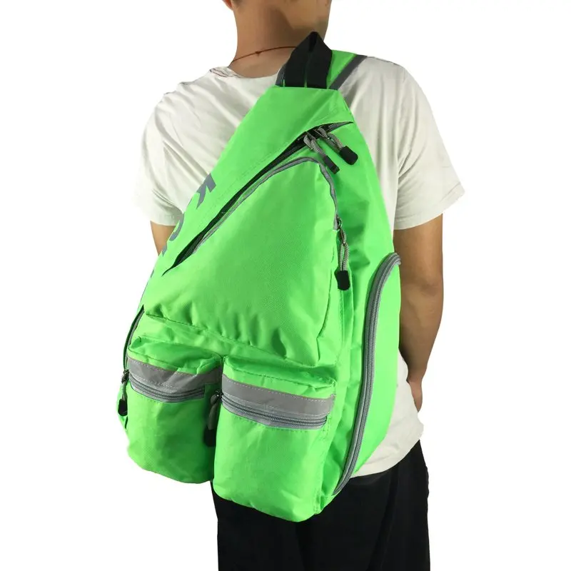 K-Cliffs 20 inch Uni-sex Reflective Sling Backpack Bright Green Student Bookbag Travel Daypack Safety