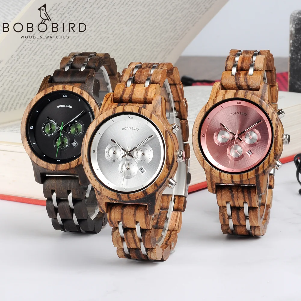 

BOBO BIRD Women Wooden Watches Orologio da donna Luxury Wood Metal Strap Chronograph Date Ladies Quartz Watch Timepieces