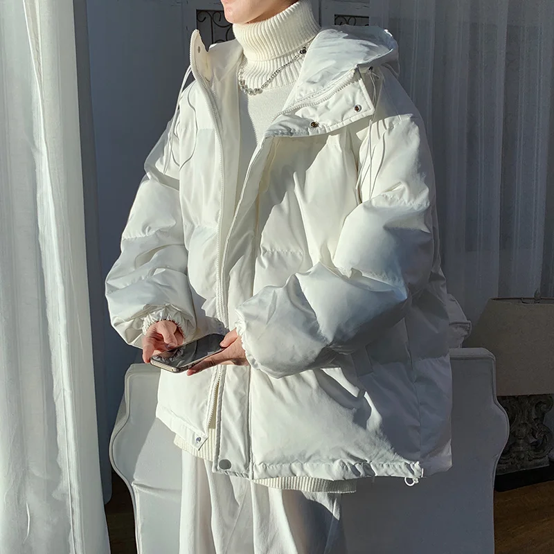 Winter Jacket Men Warm Fashion Oversize Thicken Hooded Down Jacket Men Streetwear Korean Loose Thick Short Coat Mens Parker