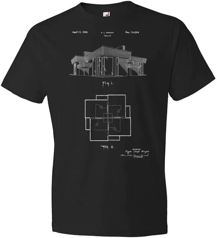 Ф.Л. Футболка Райт Хаус Архитектуры Чертеж Дом Подарок Домашний Строитель