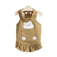 bear suspenders dress for dogs clothes pet cats and dogs spring skirts flying sleeves corduroy cute princess skirt pets clothes