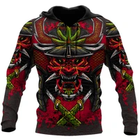 retro mens hoodie beautiful samurai tattoo 3d printed unisex casual sweatshirt fashionable personality zipper jacket dyi336