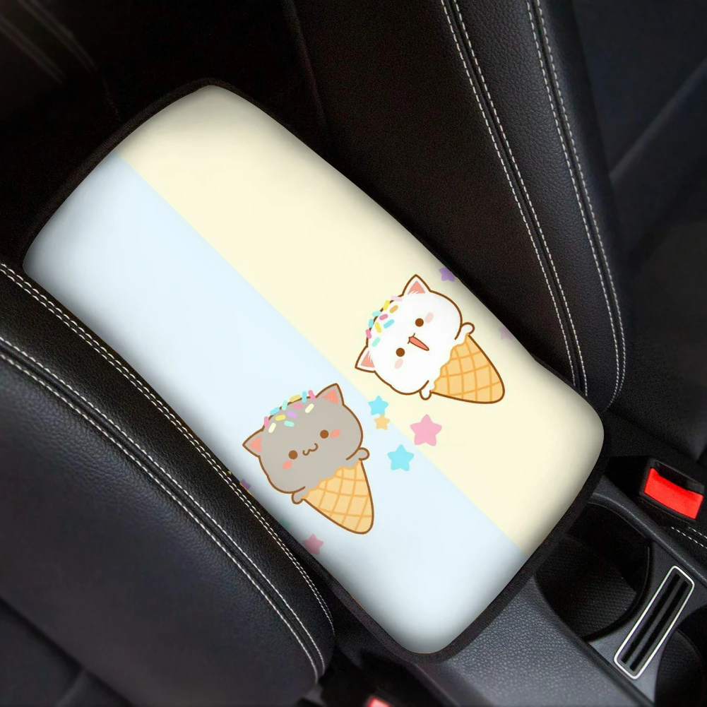 

Симпатичный чехол для подлокотника с мультяшным мороженым для пары транспортных средств модный практичный удобный износостойкий коврик для автомобильного центрального ящика
