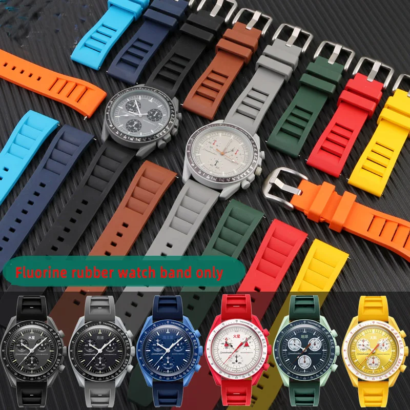 20mm Fluorine rubber For Omega X Swatch Joint MoonSwatch Constellation Planetary Men Women Waterproof Sport Watch Strap