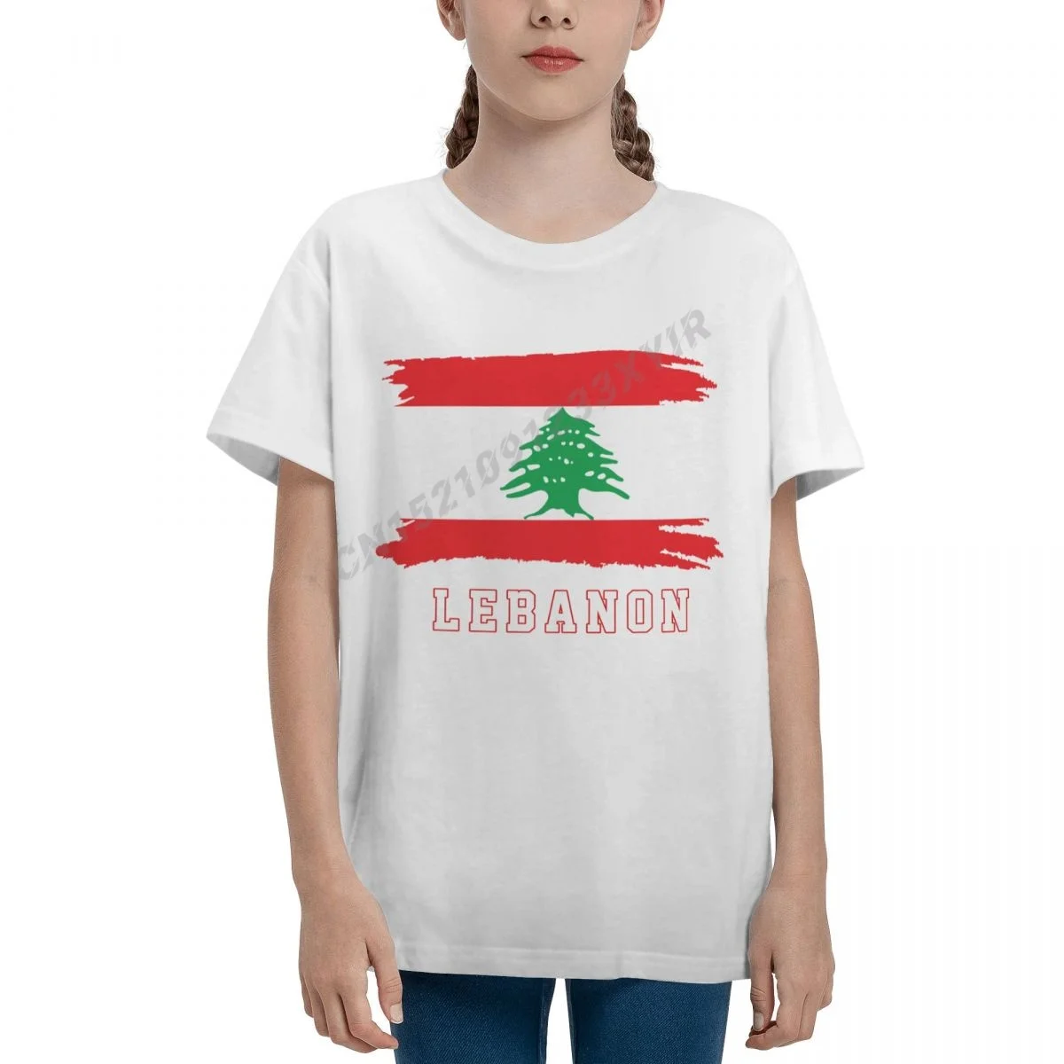 

Футболка детская с круглым вырезом, коротким рукавом и флагом Ливана