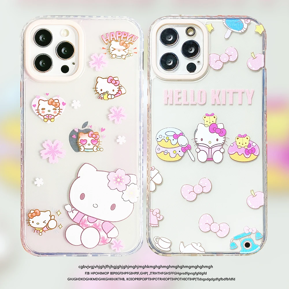 

Sanrio Hello Kitty For Girl Phone Cases For iPhone 12 11 Pro Max XR XS MAX 8 X 7 SE Cartoon Shockproof Soft Clear TPU Shell