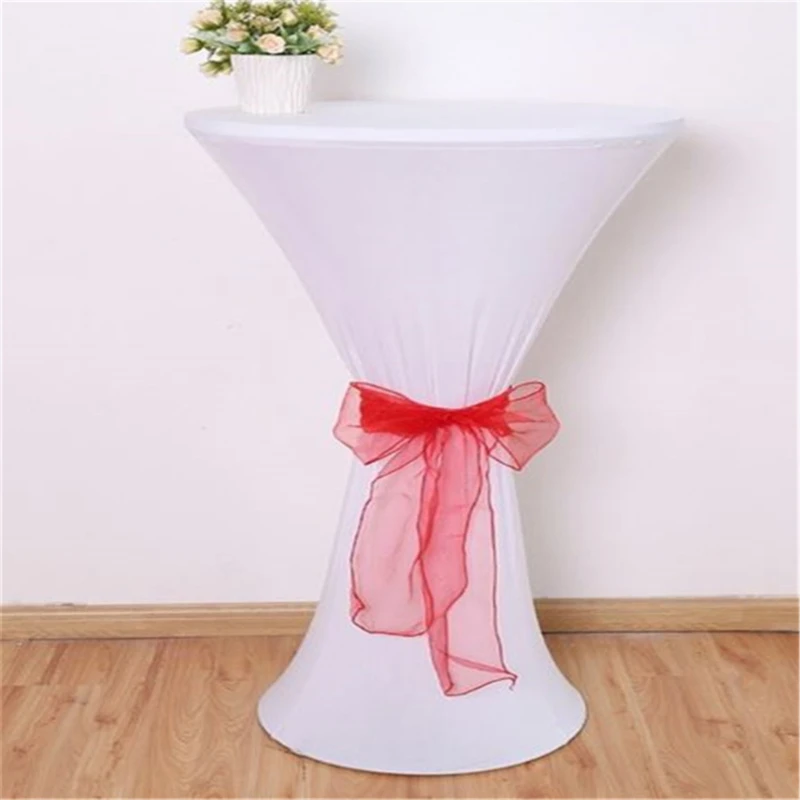 

Stretch Round Tablecloth Cocktail Spandex Table Cloth Bar Hotel Wedding Party White Table Cover 50cm Diameter White Black-color