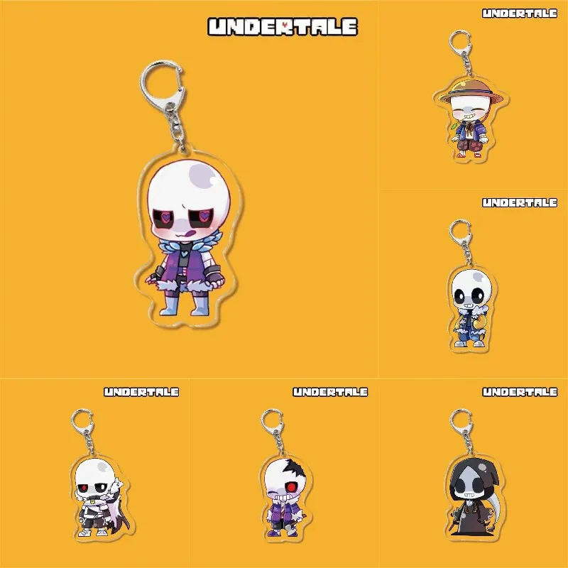 

Anime Undertale Figure Sans Key Chain Acrylic Cute Game Character Frisk Keyrings Kawaii Bags Car Keychains Fans Collection Gift