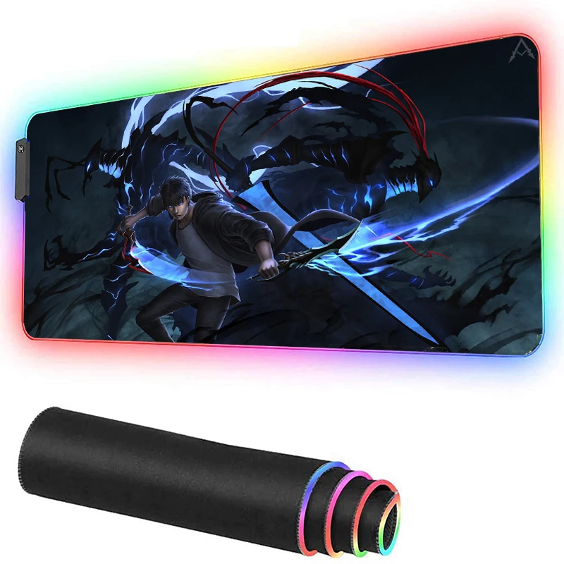 

solo leveling Mouse pad gamer Cool RGB with LED Computer Esports games speed Gamer Keyboard Desk Mat 40X90CM mousepad XXL