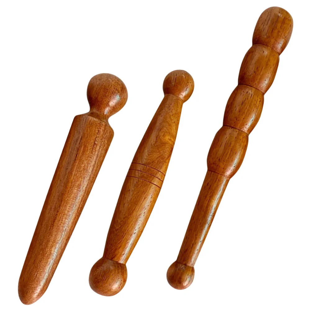 

3 Pcs Foot Stick Facial Tools Pen Wood Rod Acupoint Red Pear Wooden Sticks