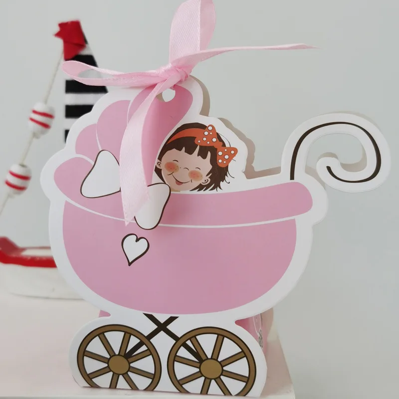 

5/20/50pcs Baby Carriage Candy Dragee Gift Box Baby Shower Boy Girl Wedding Party Gift Box Baptism Favors Christening Decor
