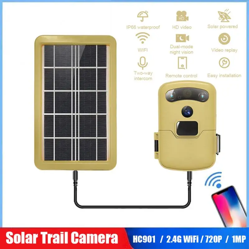 HC901 WiFi Outdoor Hunting Camera Solar Panel Powered Trail Trap Camera Night Vision Waterproof Game Wildlife Cameras Monitor