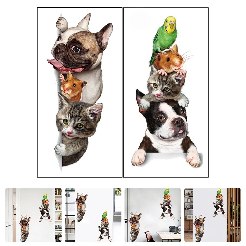 

2 Sets Animal Wall Stickers Bedroom Ornament PVC Decals Kid Decor Puppy Cartoon Lovely Child Kids